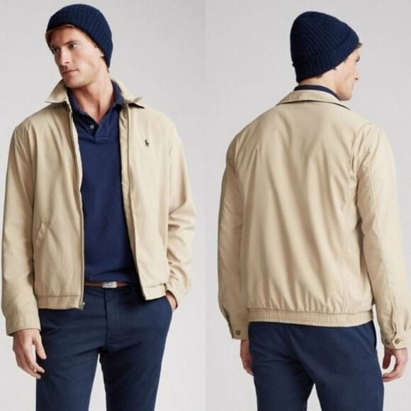 VINTAGE 90s Polo Ralph Lauren Bi-Swing Tan Canvas Cotton Lightweight Windbreak - Picture 1 of 10